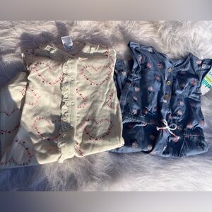 Floral Baby Romper Set in Cream and Blue